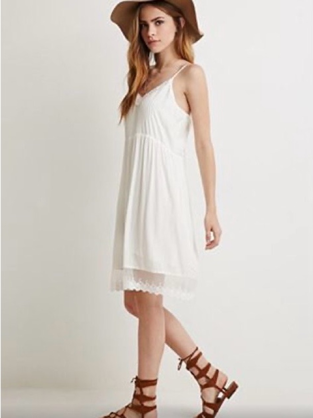 White  Forever 21 Dress with Spaghetti Straps